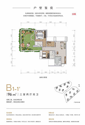 B1-1'户型，约96㎡